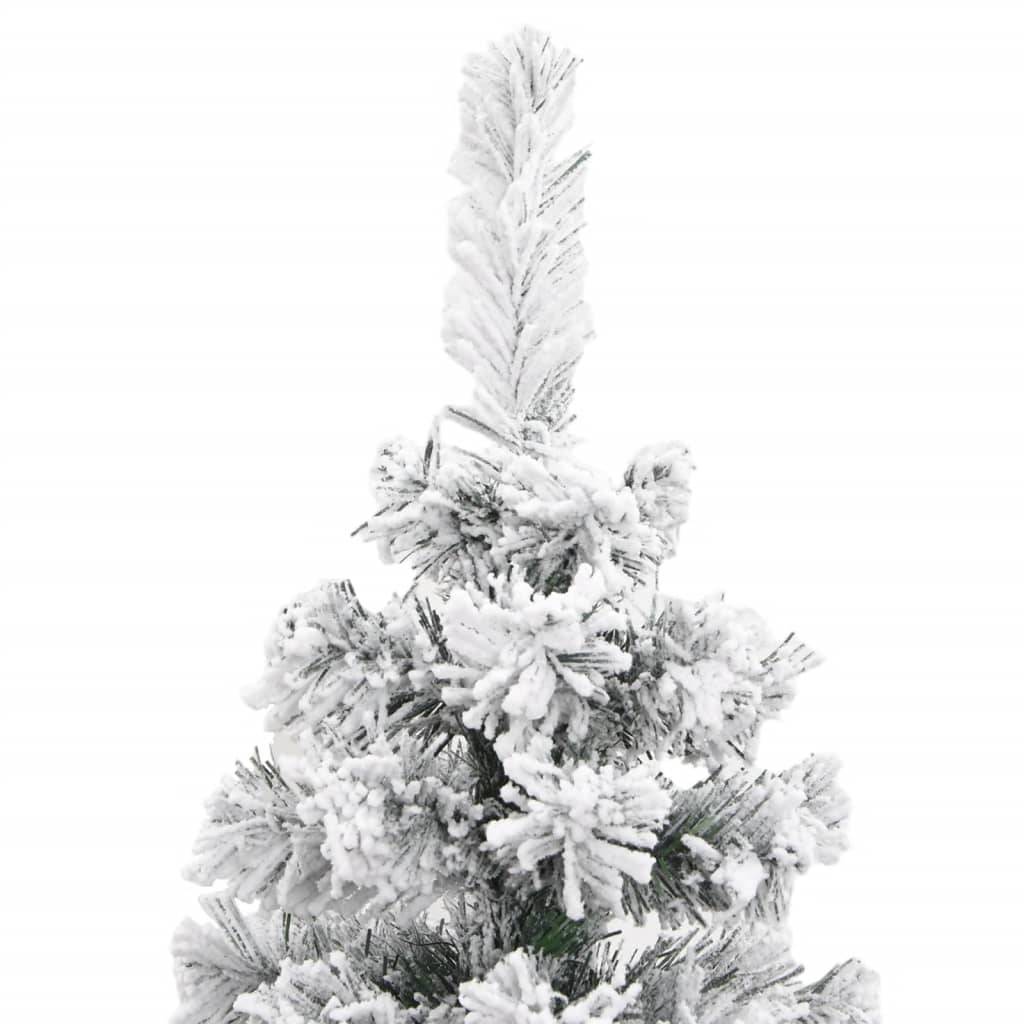 vidaXL Künstlicher Weihnachtsbaum Schlank mit Schnee Grün 210 cm PVC