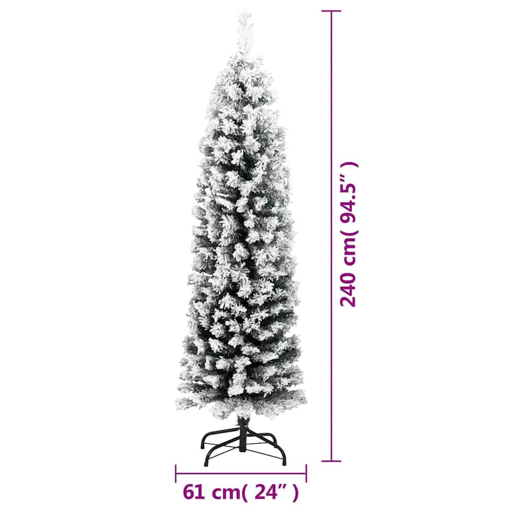vidaXL Künstlicher Weihnachtsbaum Schlank mit Schnee Grün 240 cm PVC