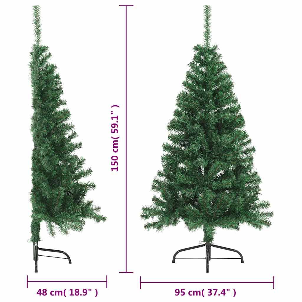 vidaXL Künstlicher Halb-Weihnachtsbaum mit Ständer Grün 150 cm PVC