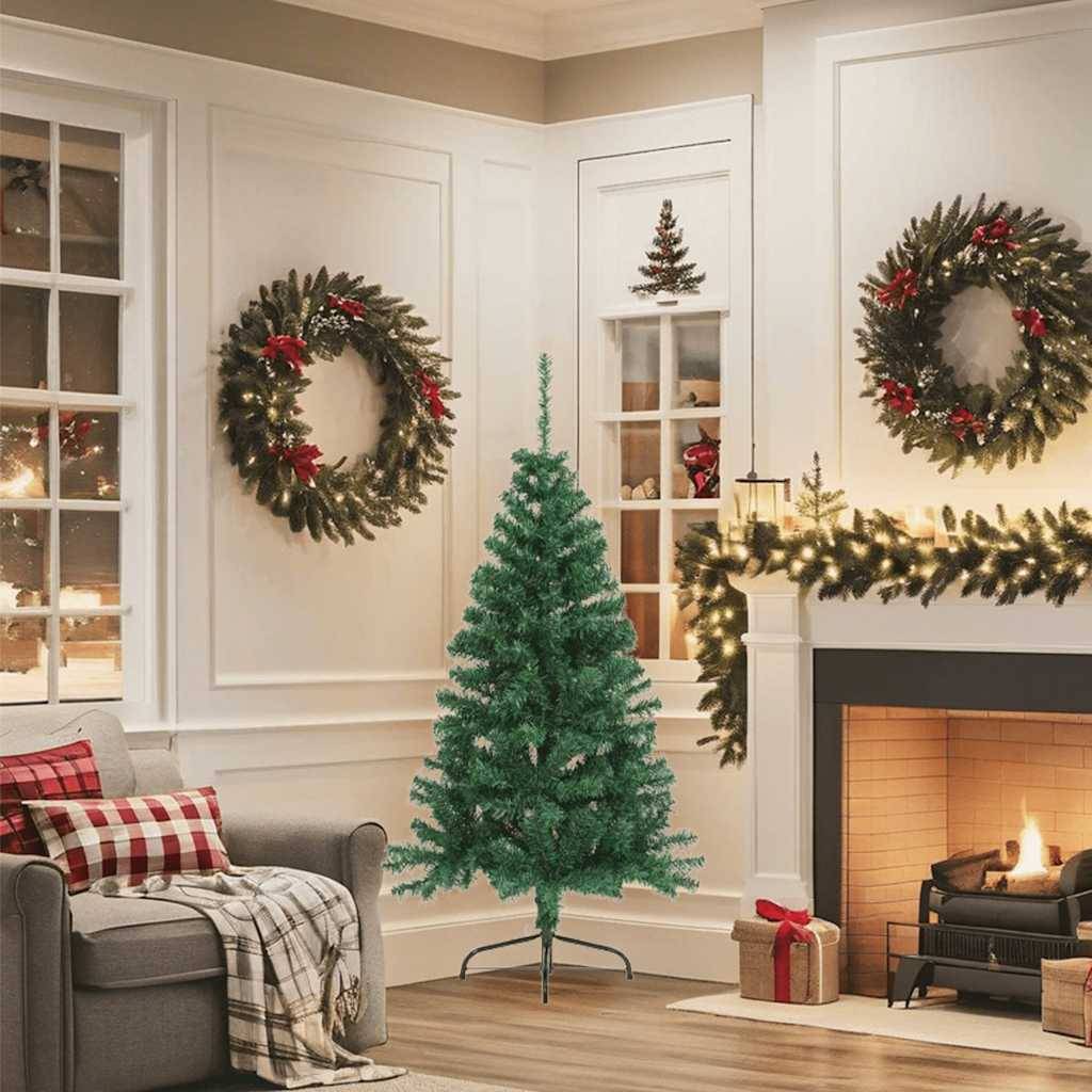 vidaXL Künstlicher Halb-Weihnachtsbaum mit Ständer Grün 150 cm PVC