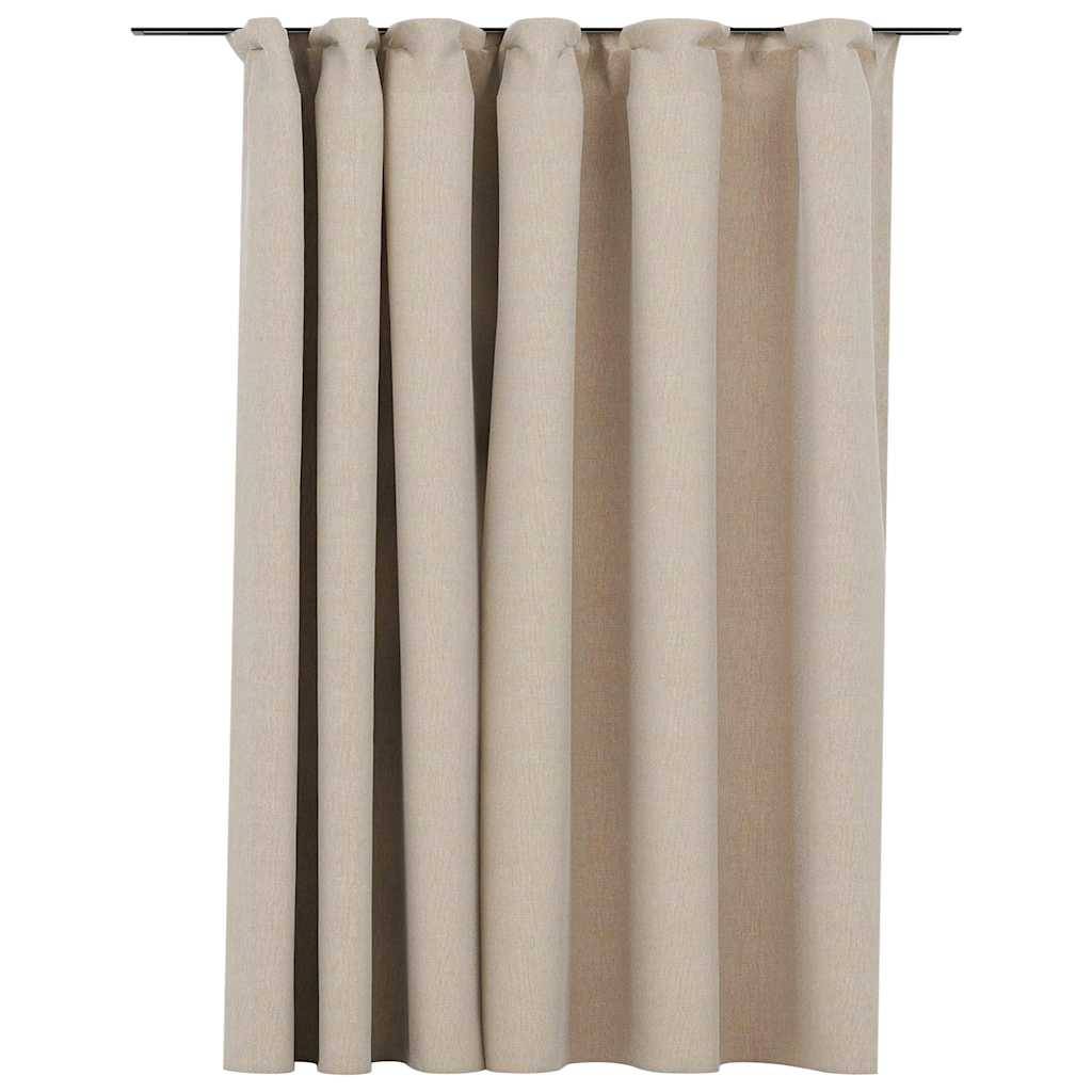 vidaXL Verdunkelungsvorhang mit Haken Leinenoptik Beige 290x245 cm