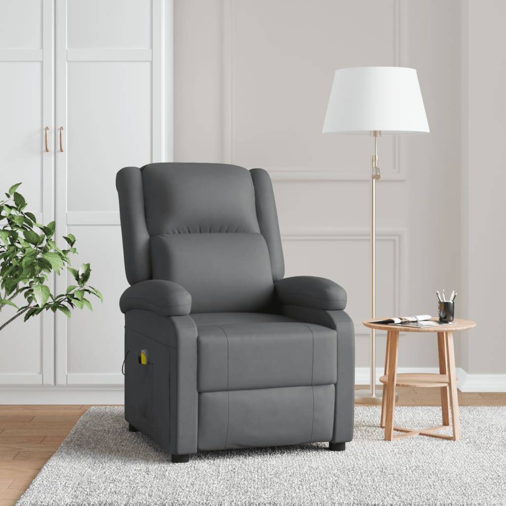 vidaXL Massagesessel Grau Kunstleder