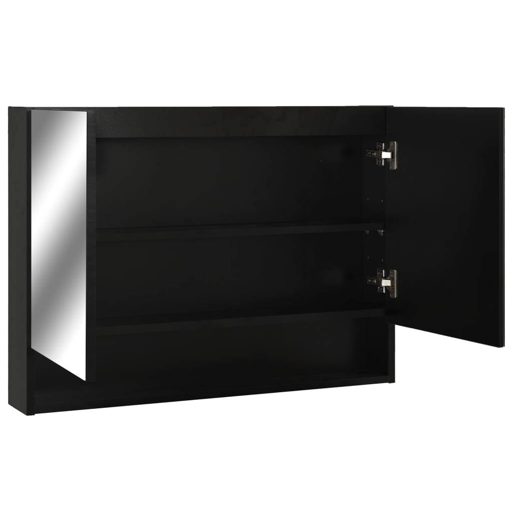 vidaXL LED-Spiegelschrank fürs Bad Schwarz 80x15x60 cm MDF