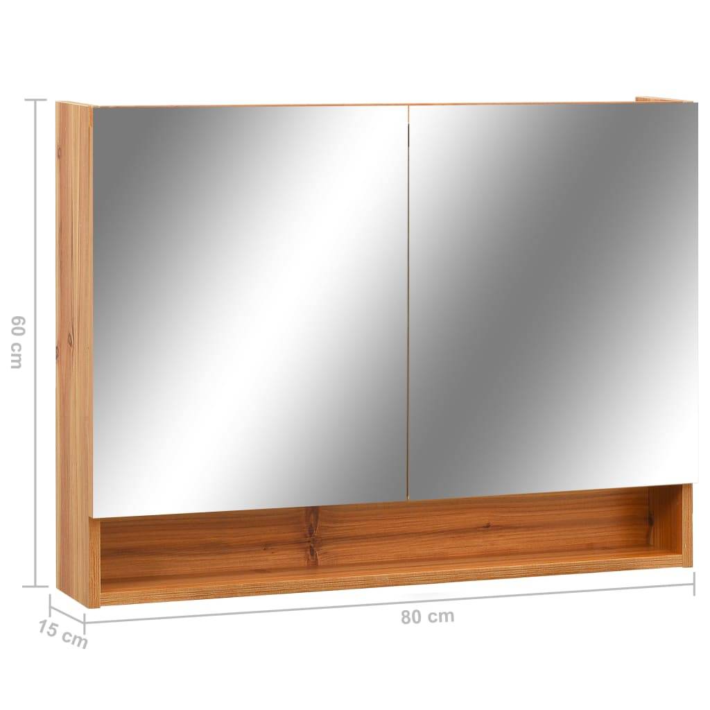 vidaXL LED-Spiegelschrank fürs Bad Eiche 80x15x60 cm MDF