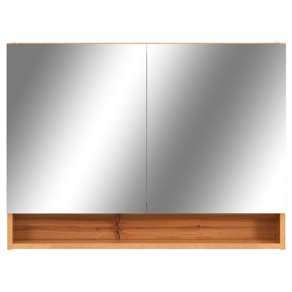 vidaXL LED-Spiegelschrank fürs Bad Eiche 80x15x60 cm MDF