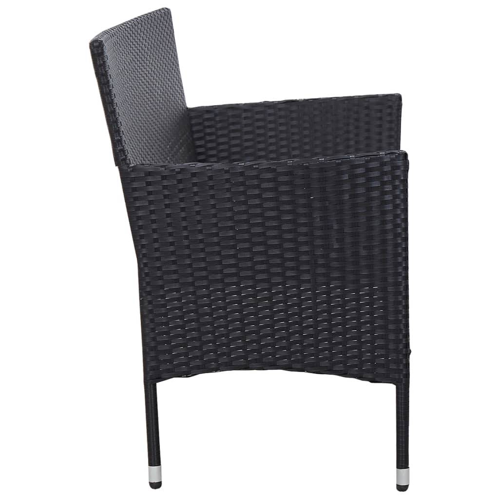 vidaXL 3-Sitzer-Gartensofa mit Auflagen Schwarz Poly Rattan