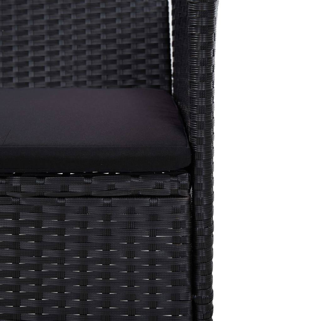 vidaXL 3-Sitzer-Gartensofa mit Auflagen Schwarz Poly Rattan