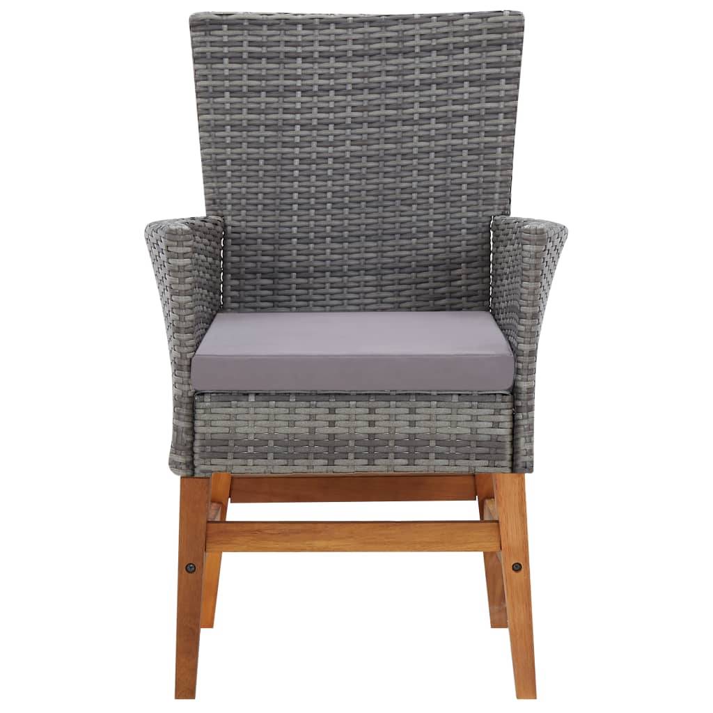 vidaXL 7-tlg. Garten-Essgruppe Poly Rattan und Akazienholz Grau