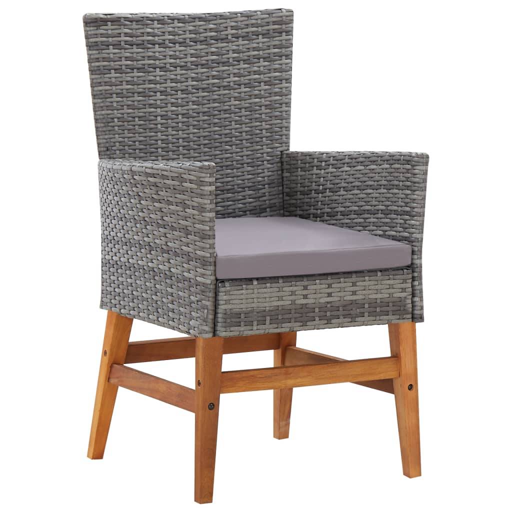 vidaXL 7-tlg. Garten-Essgruppe Poly Rattan und Akazienholz Grau