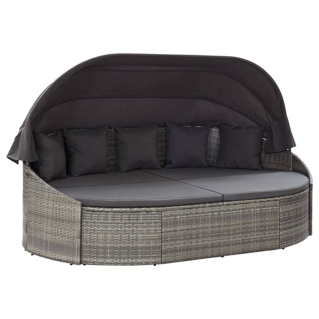 vidaXL Outdoor-Loungebett mit Dach Grau