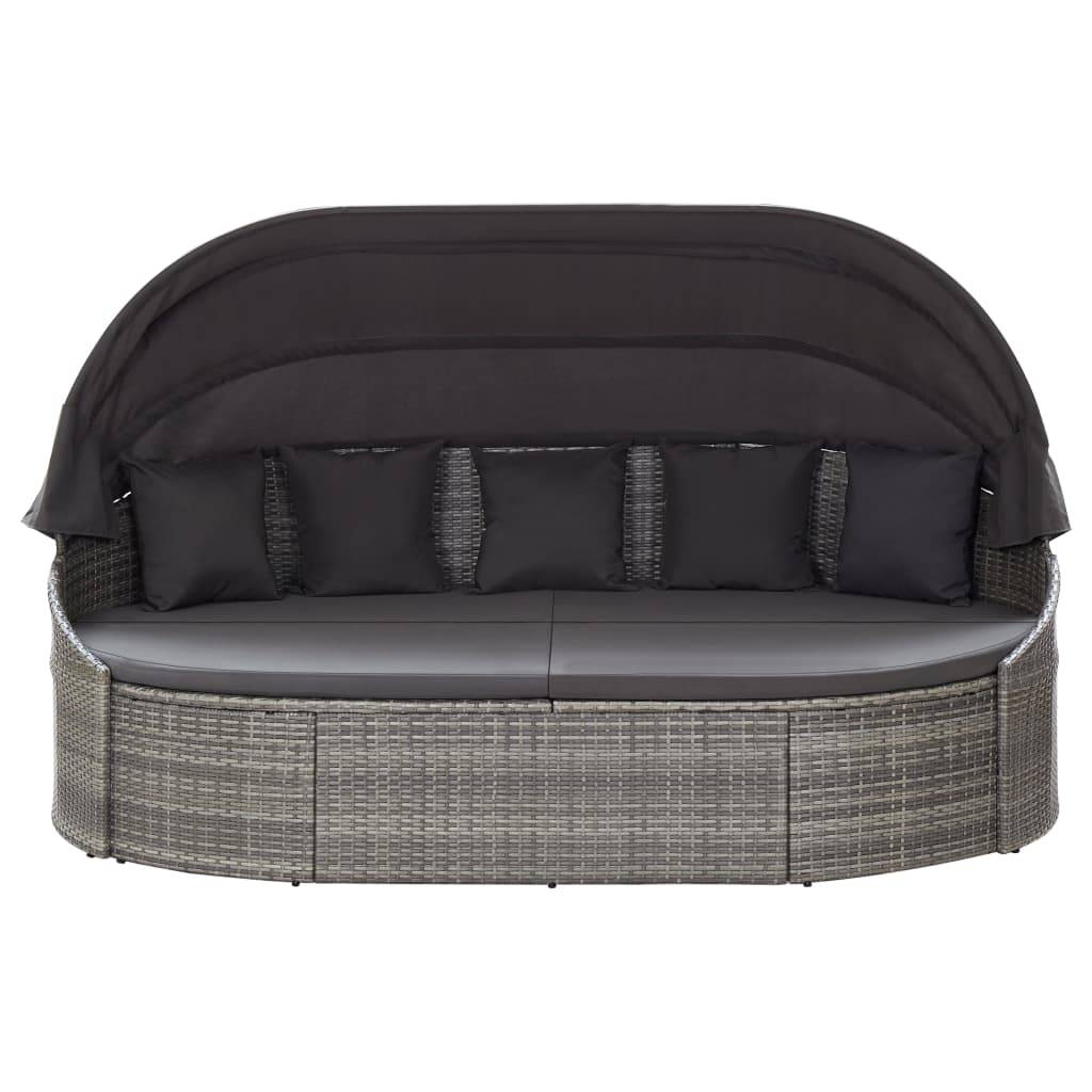 vidaXL Outdoor-Loungebett mit Dach Grau