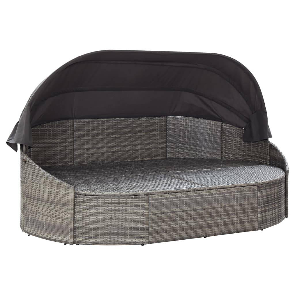 vidaXL Outdoor-Loungebett mit Dach Grau