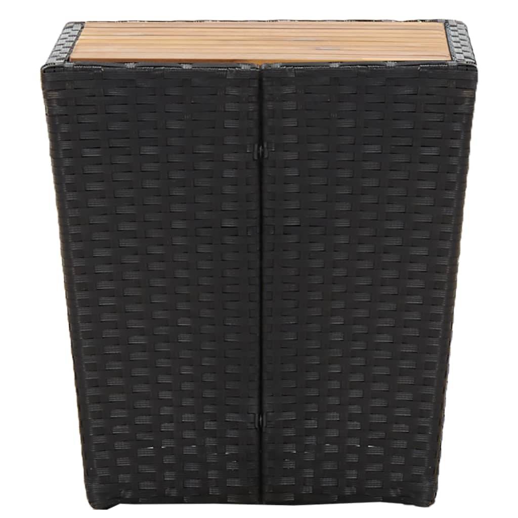 vidaXL Beistelltisch Schwarz 41,5×41,5×43 cm Poly Rattan & Massivholz