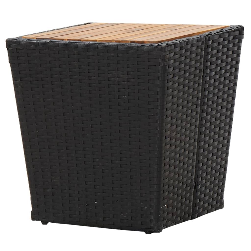 vidaXL Beistelltisch Schwarz 41,5×41,5×43 cm Poly Rattan & Massivholz