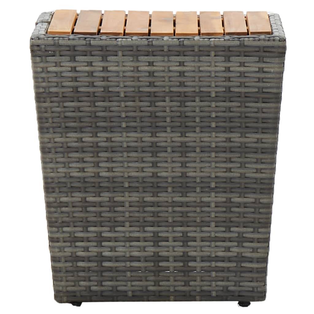 vidaXL Beistelltisch Grau 41,5×41,5×43 cm Poly Rattan & Massivholz
