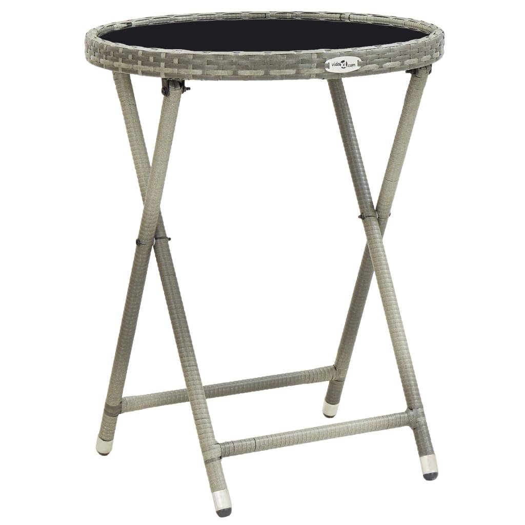 vidaXL 3-tlg. Bistro-Set mit Kissen Grau Poly Rattan und Glas