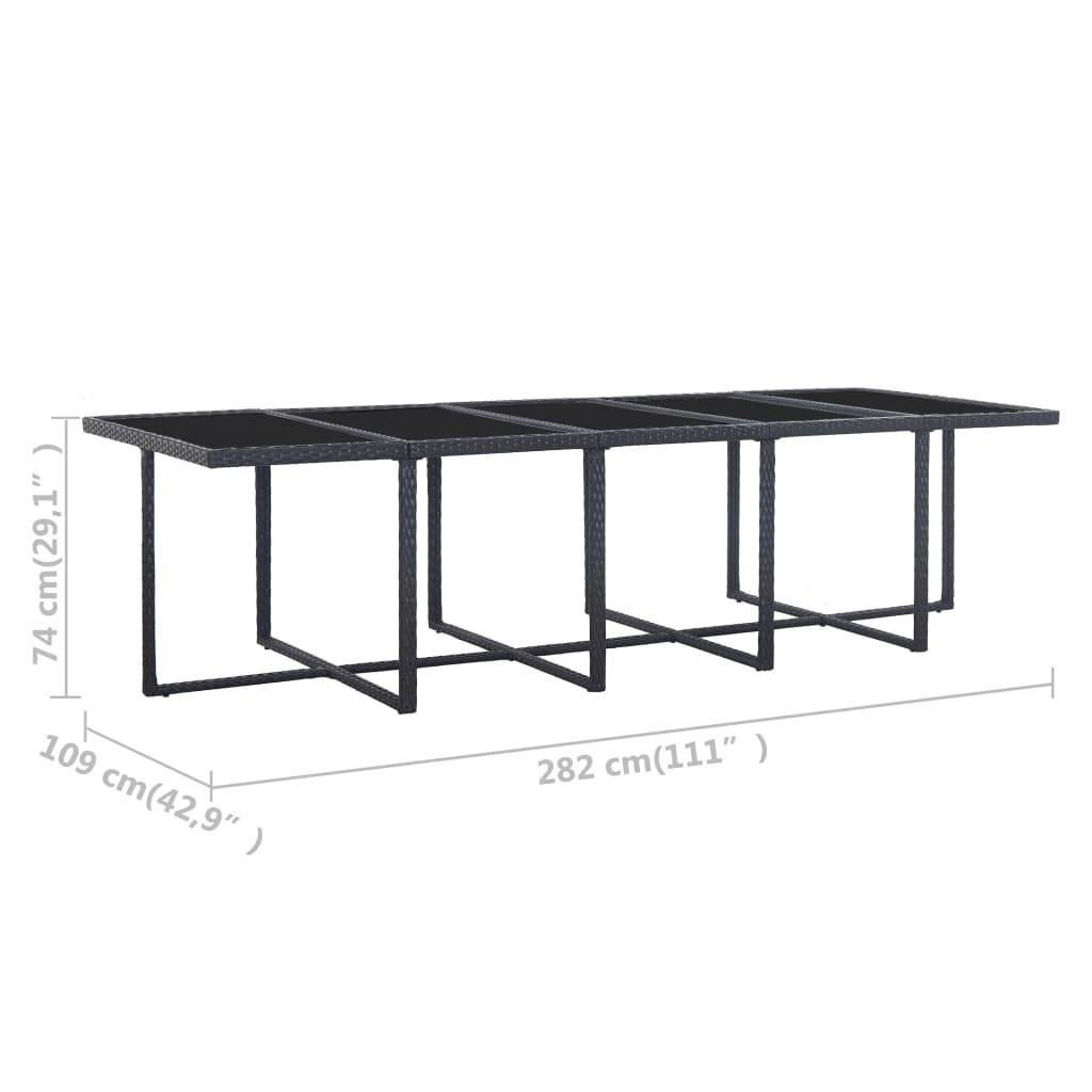 vidaXL 15-tlg. Garten-Essgruppe mit Kissen Poly Rattan Schwarz