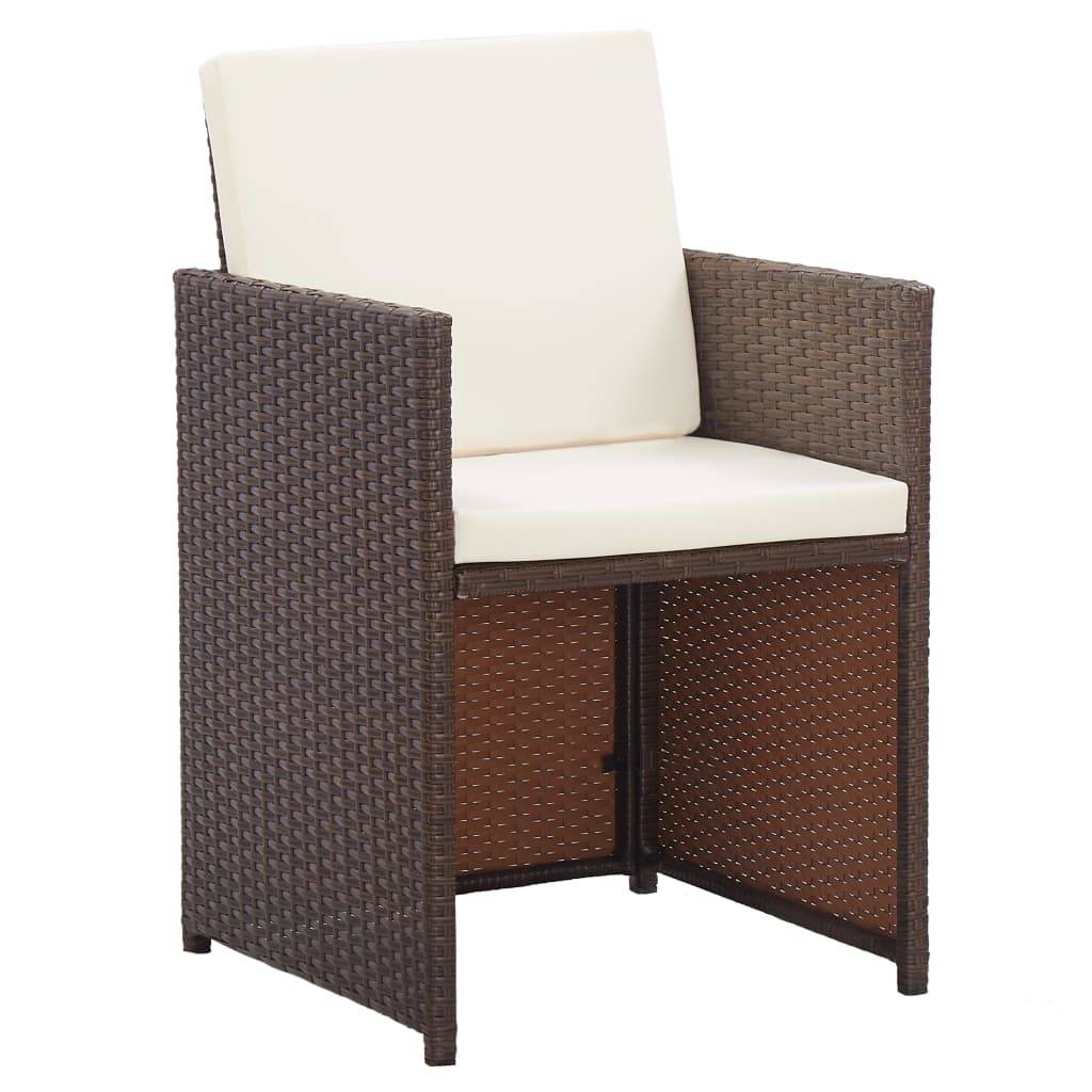 vidaXL 15-tlg. Garten-Essgruppe mit Auflagen Poly Rattan Braun