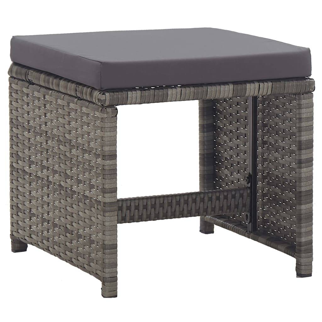 vidaXL Gartenhocker 2 Stk. mit Sitzkissen Poly Rattan Anthrazit