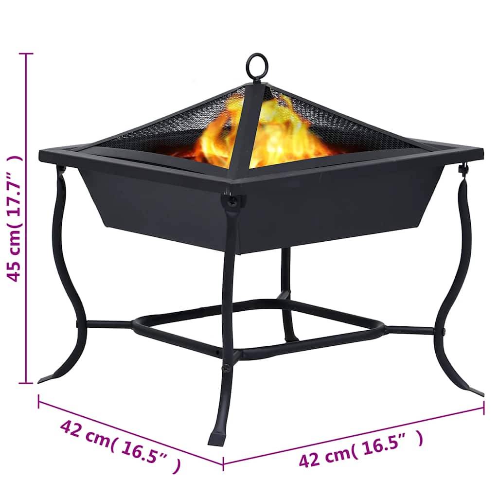 vidaXL Feuerstelle Schwarz 42x42x45 cm Stahl