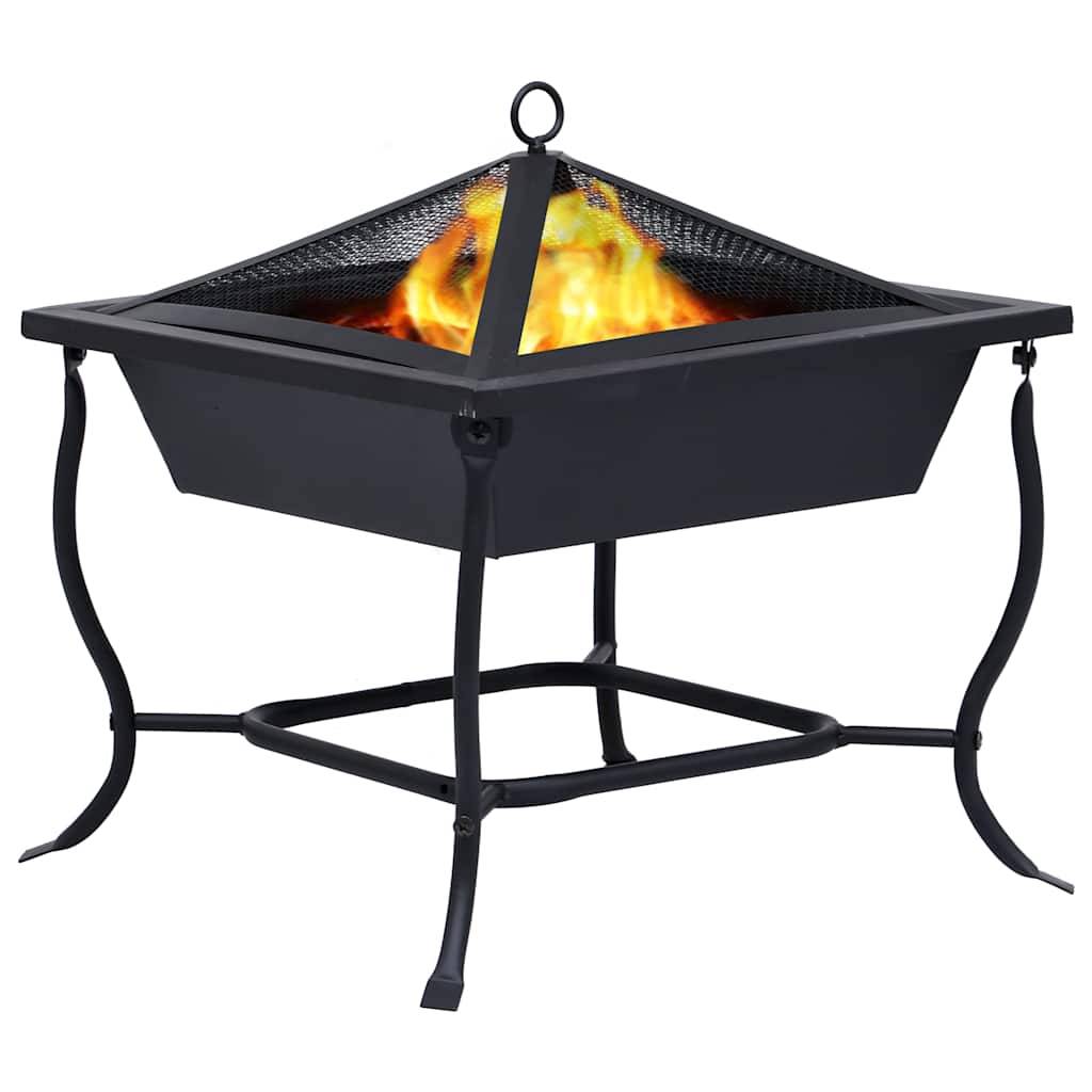 vidaXL Feuerstelle Schwarz 42x42x45 cm Stahl