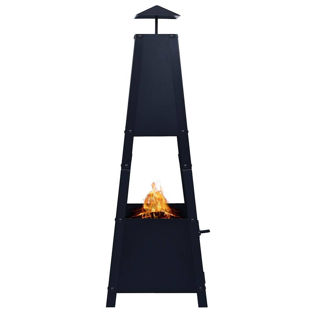 vidaXL Feuerstelle Schwarz 35×35×99 cm Stahl