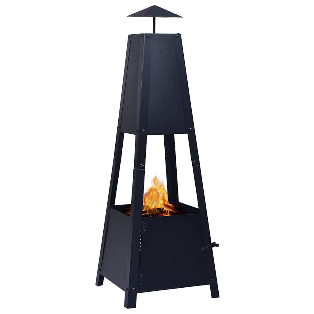vidaXL Feuerstelle Schwarz 35×35×99 cm Stahl