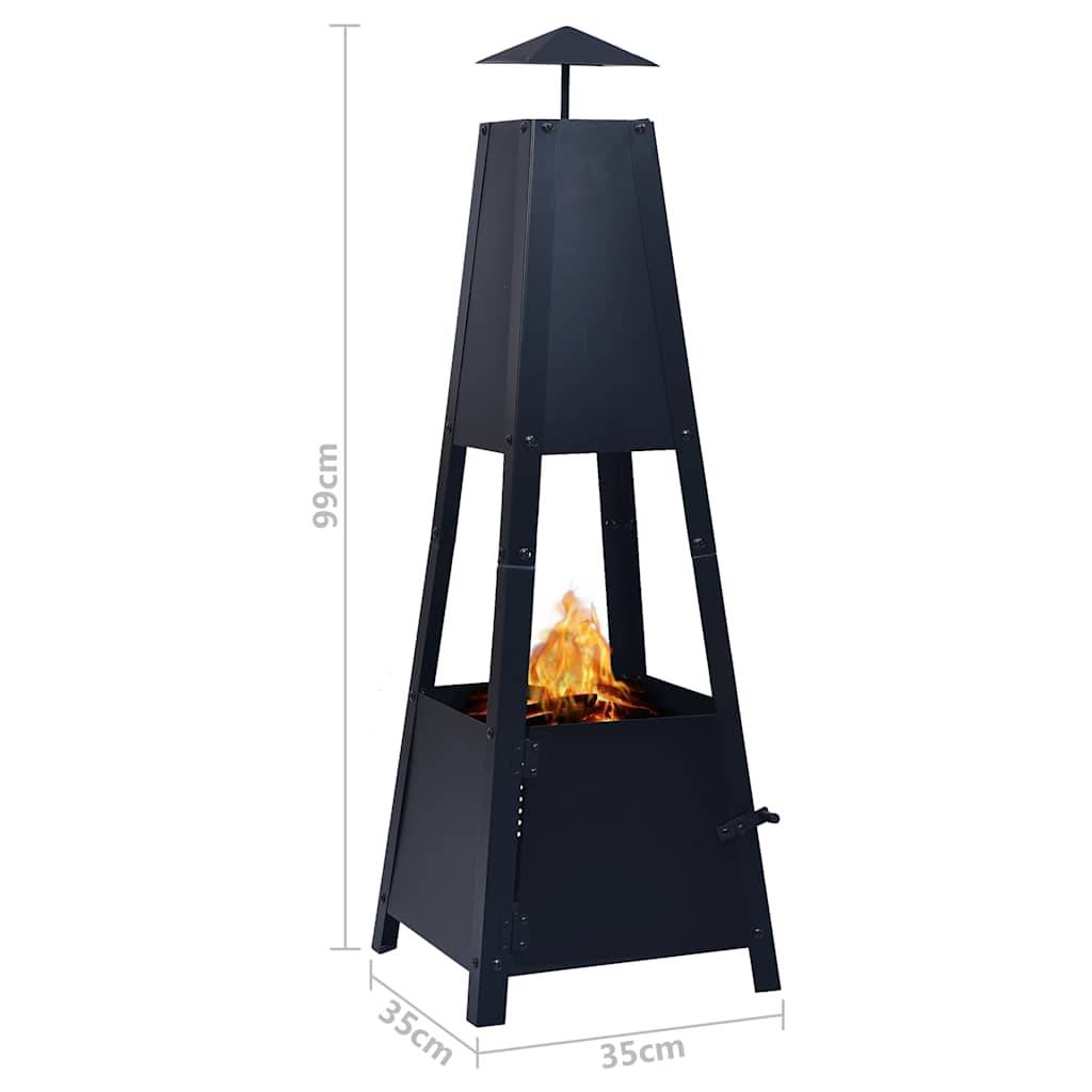 vidaXL Feuerstelle Schwarz 35×35×99 cm Stahl