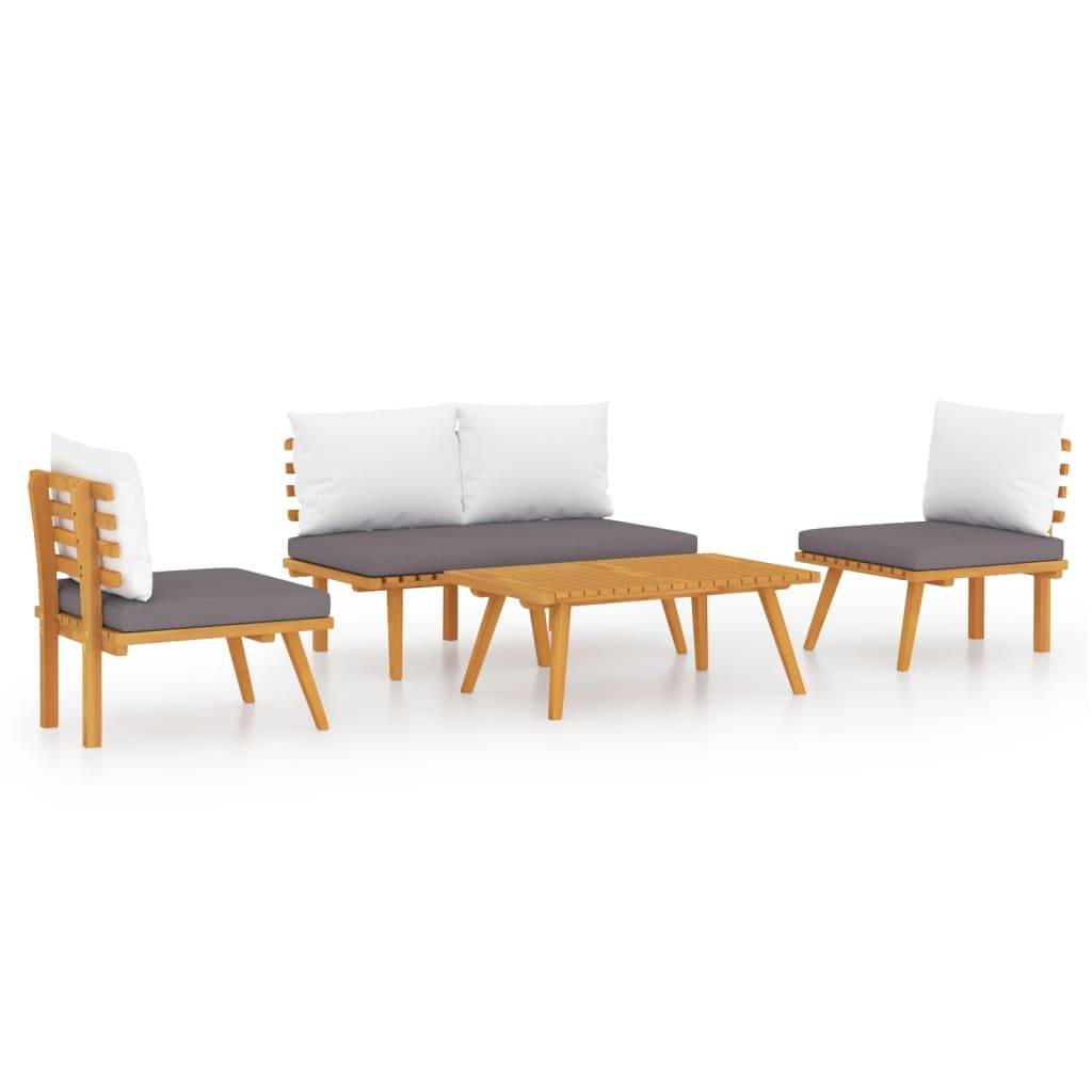 vidaXL 4-tlg. Garten-Lounge-Set mit Auflagen Massivholz Akazie