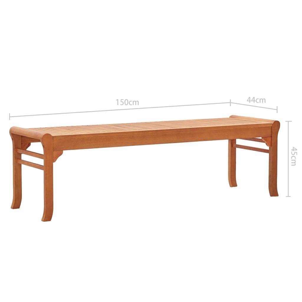 vidaXL Gartenbank 3-Sitzer 150 cm Massivholz Eukalyptus