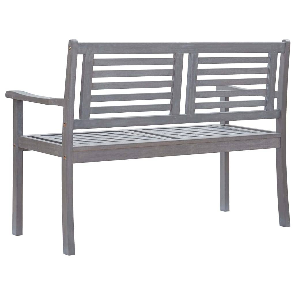 vidaXL Gartenbank 2-Sitzer 120 cm Grau Massivholz Eukalyptus