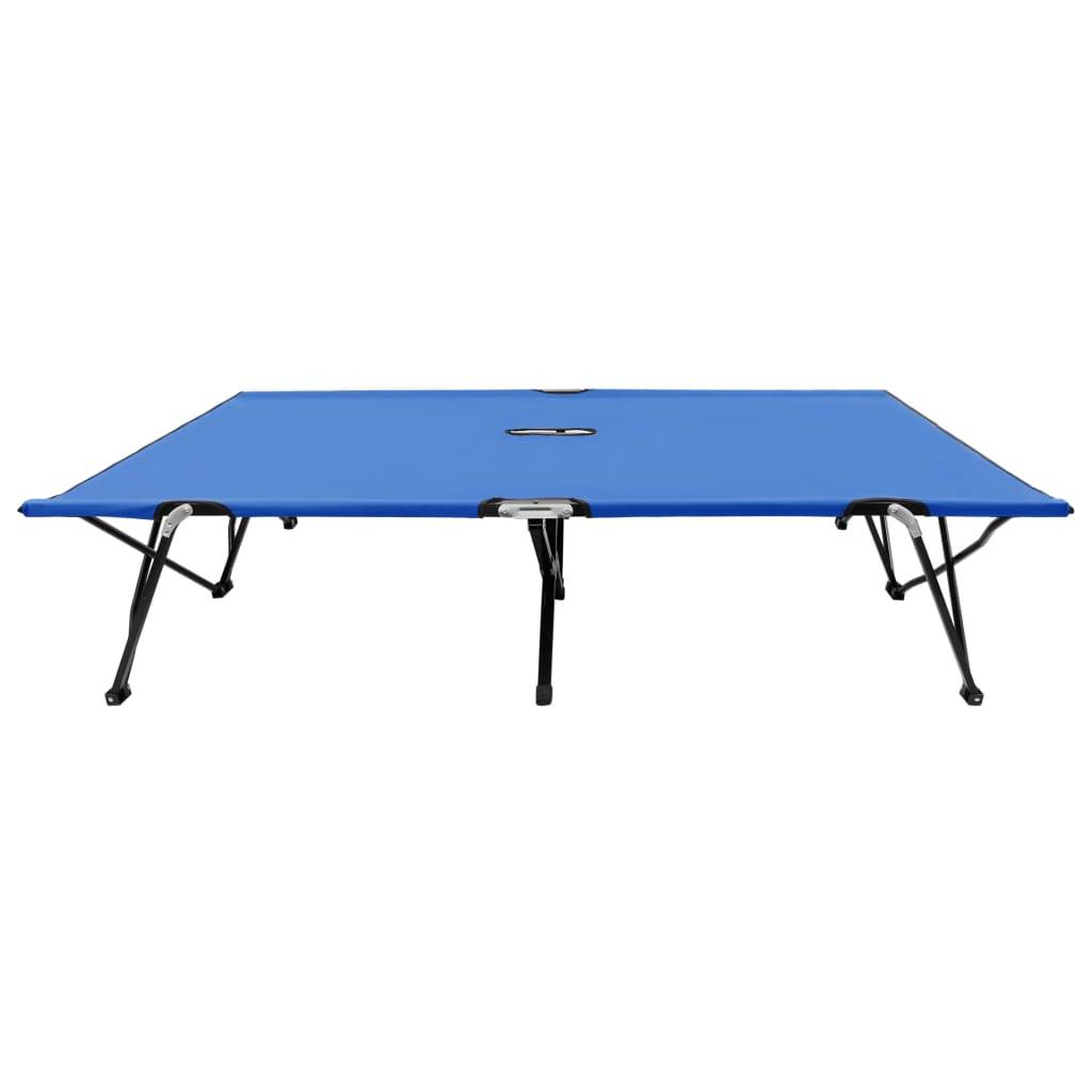 vidaXL Doppelliege Klappbar Blau Stahl