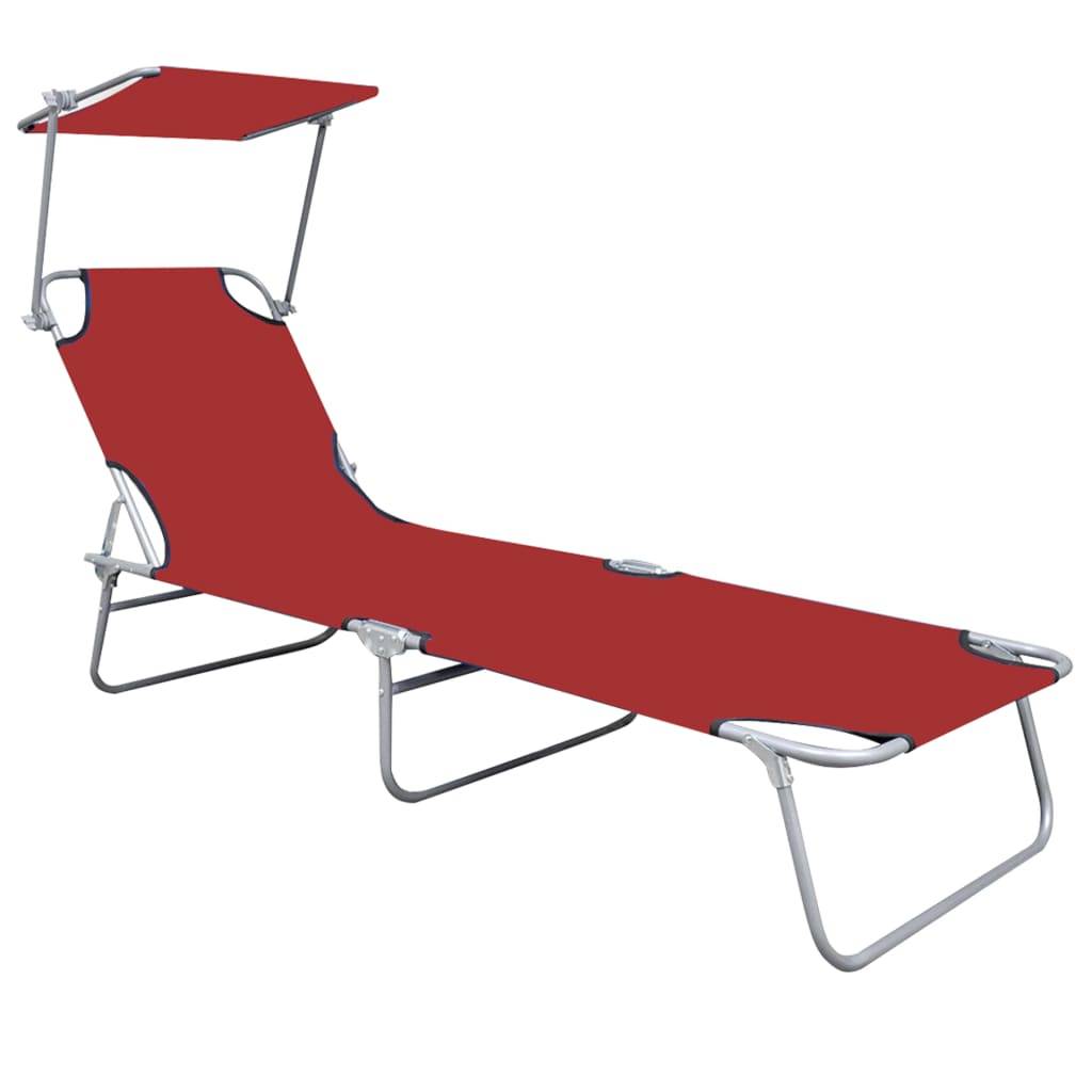 vidaXL Klappliege mit Sonnendach Rot Aluminium