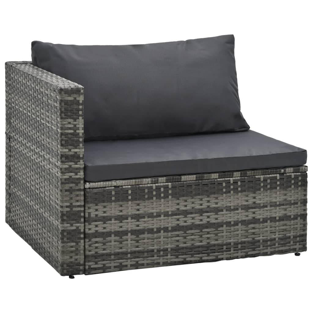 vidaXL 5-tlg. Garten-Lounge-Set mit Auflagen Poly Rattan Grau