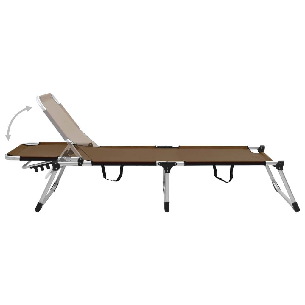 vidaXL Senioren-Sonnenliege Extra Hoch Klappbar Braun Aluminium