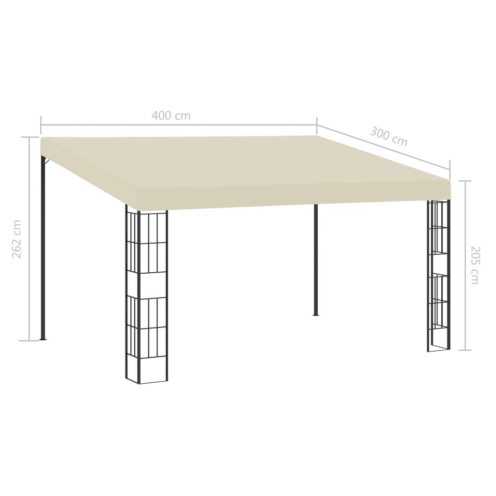 vidaXL Wand-Pavillon 3x4 m Creme Stoff