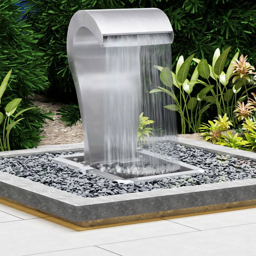 vidaXL Garten-Wasserfall Silbern 52,4x34,2x82 cm Edelstahl