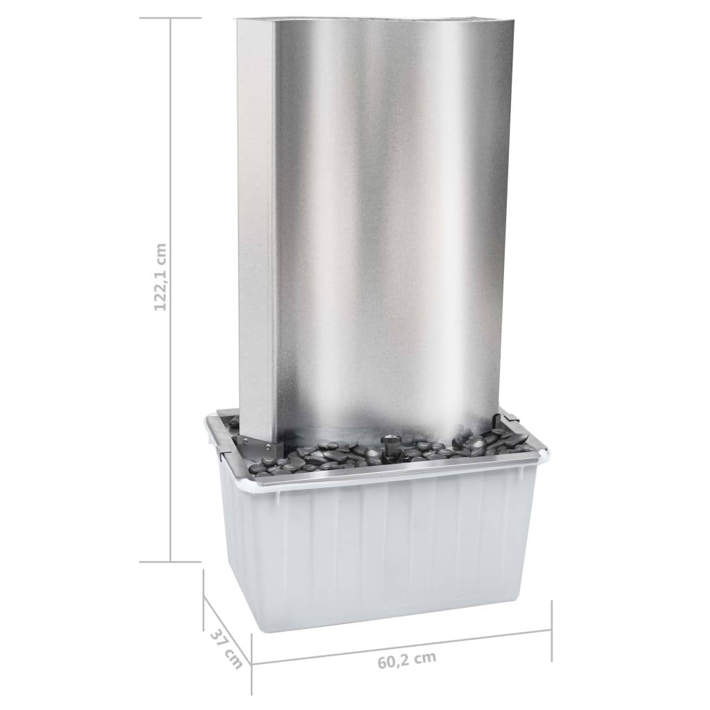 vidaXL Gartenbrunnen Silbern 60,2x37x122,1 cm Edelstahl