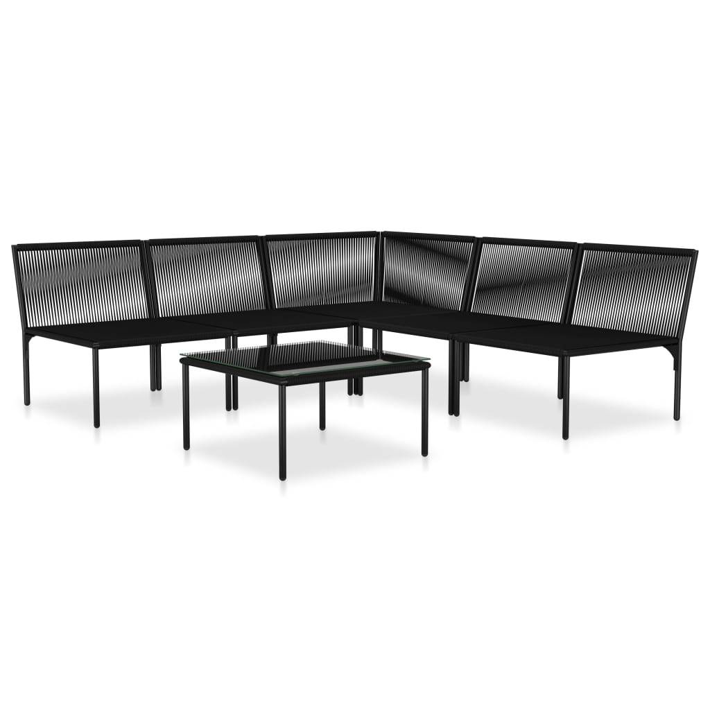 vidaXL 6-tlg. Garten-Lounge-Set mit Auflagen Schwarz PVC