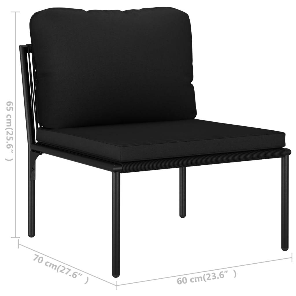 vidaXL 3-tlg. Garten-Lounge-Set mit Auflagen Schwarz PVC