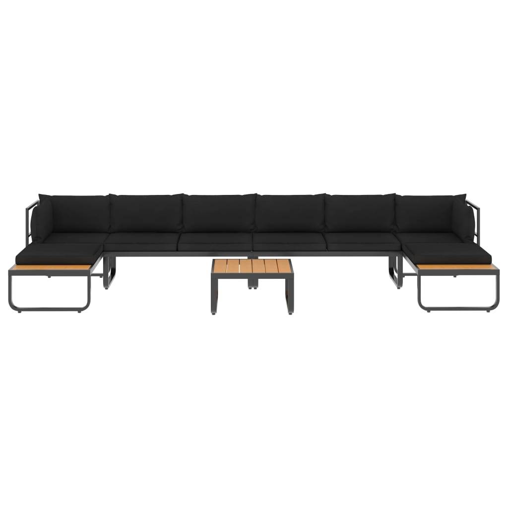 vidaXL 5-tlg. Garten-Ecksofa-Set mit Auflagen Aluminium und WPC