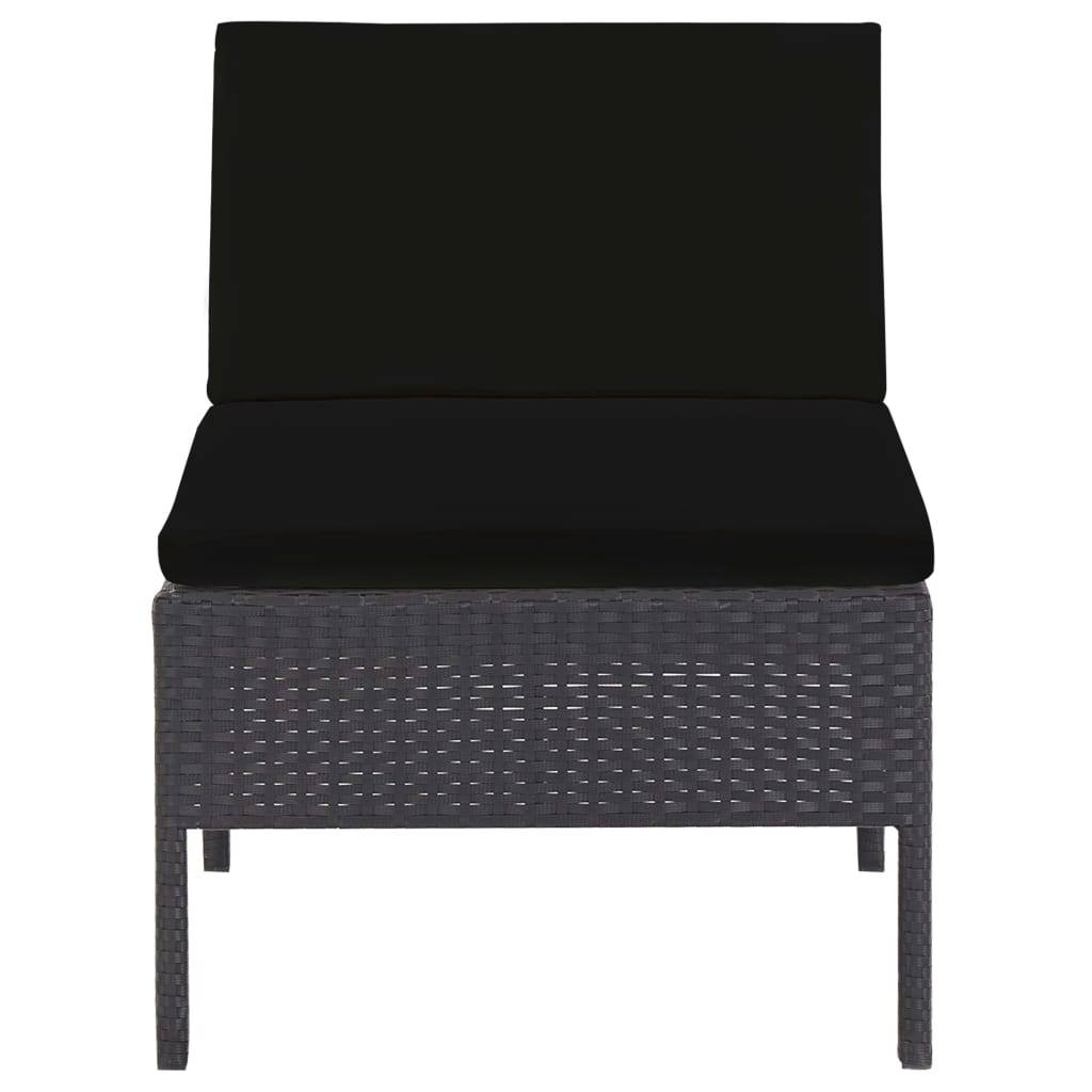 vidaXL 5-tlg. Garten-Sofagarnitur mit Auflagen Poly Rattan Schwarz