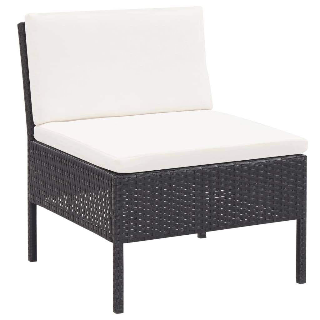vidaXL 5-tlg. Garten-Sofagarnitur mit Auflagen Poly Rattan Schwarz