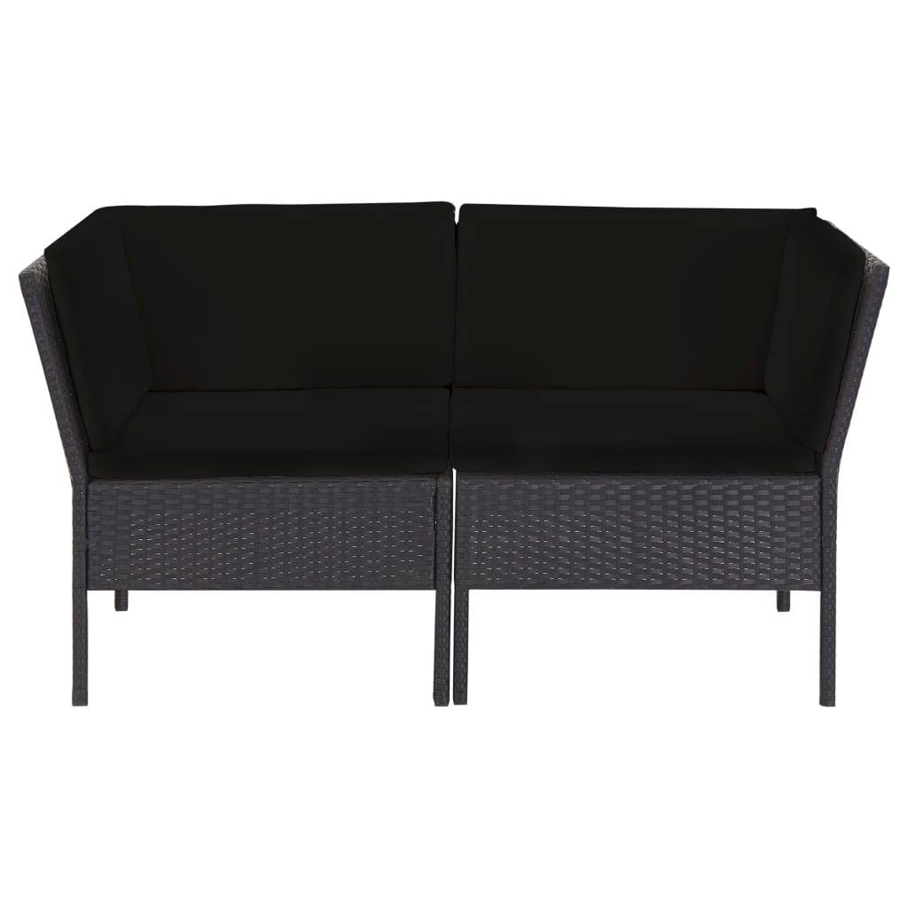 vidaXL 6-tlg. Garten-Lounge-Set mit Auflagen Poly Rattan Schwarz
