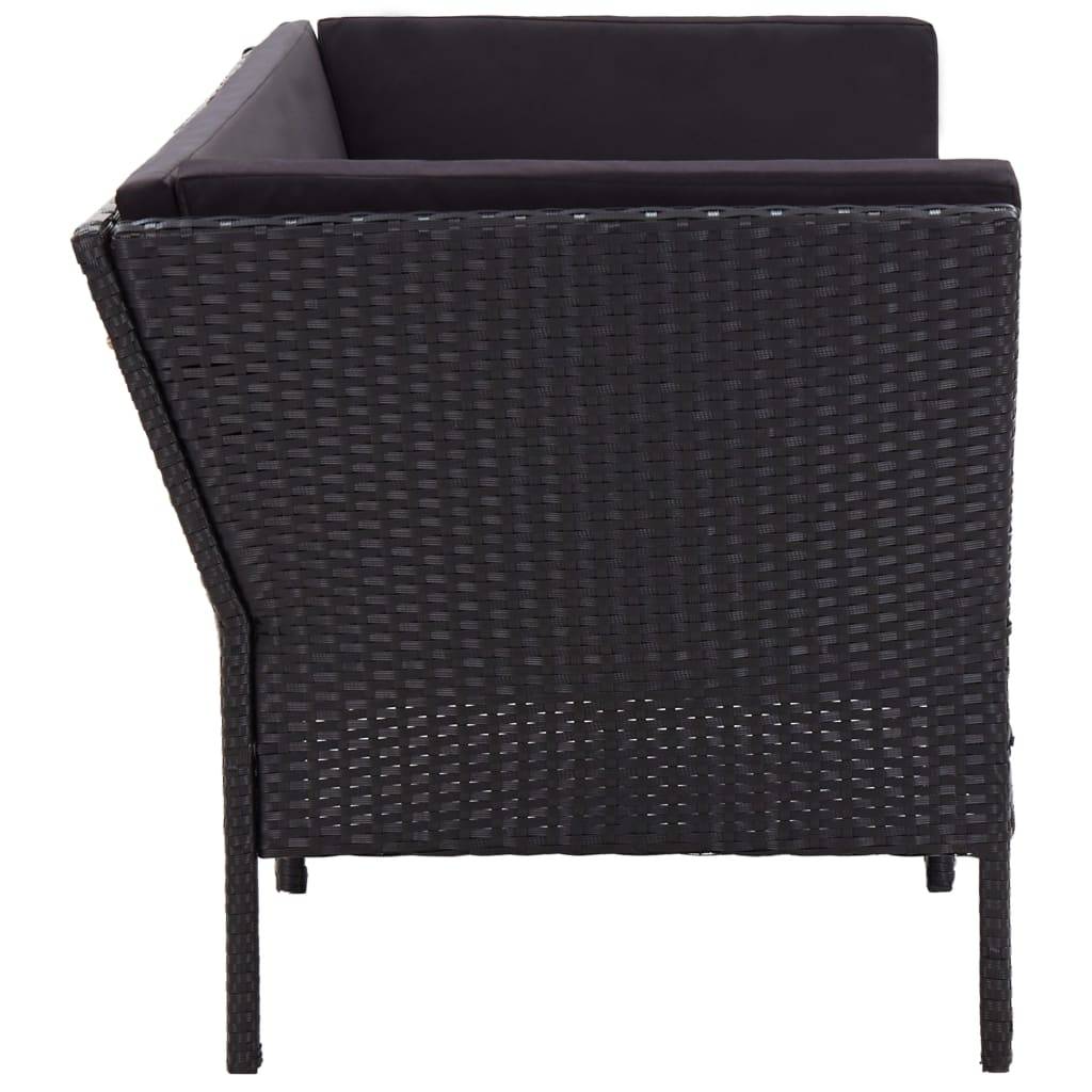 vidaXL 6-tlg. Garten-Lounge-Set mit Auflagen Poly Rattan Schwarz