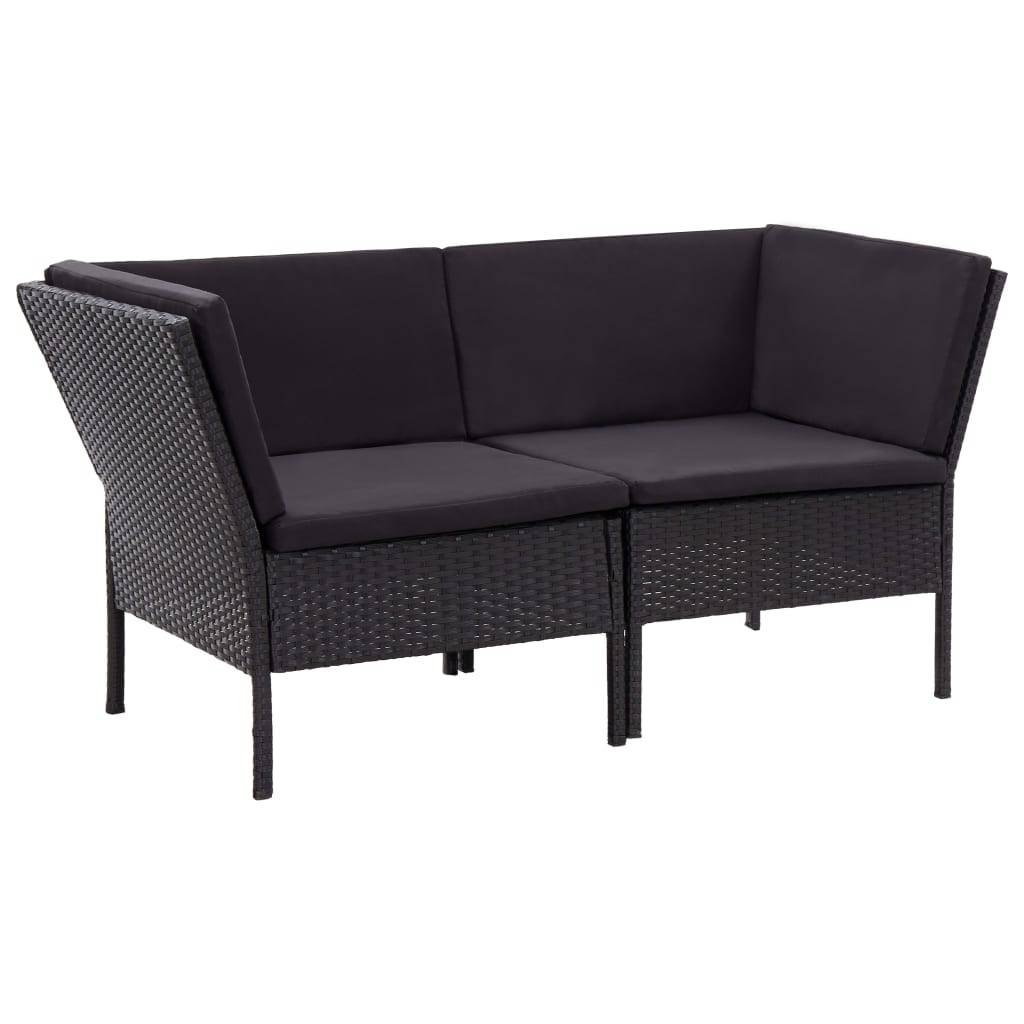 vidaXL 6-tlg. Garten-Lounge-Set mit Auflagen Poly Rattan Schwarz