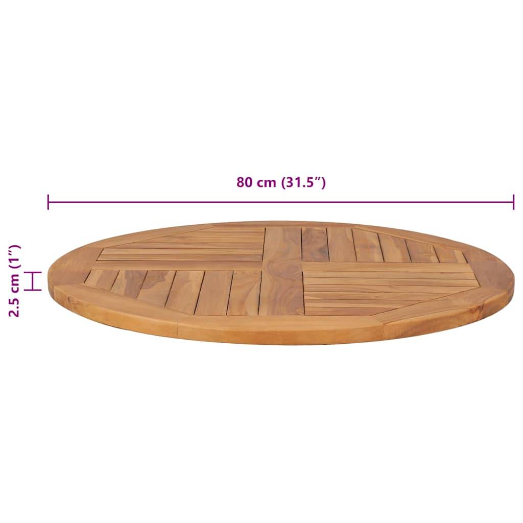 vidaXL Tischplatte Massivholz Teak Rund 2,5 cm 80 cm