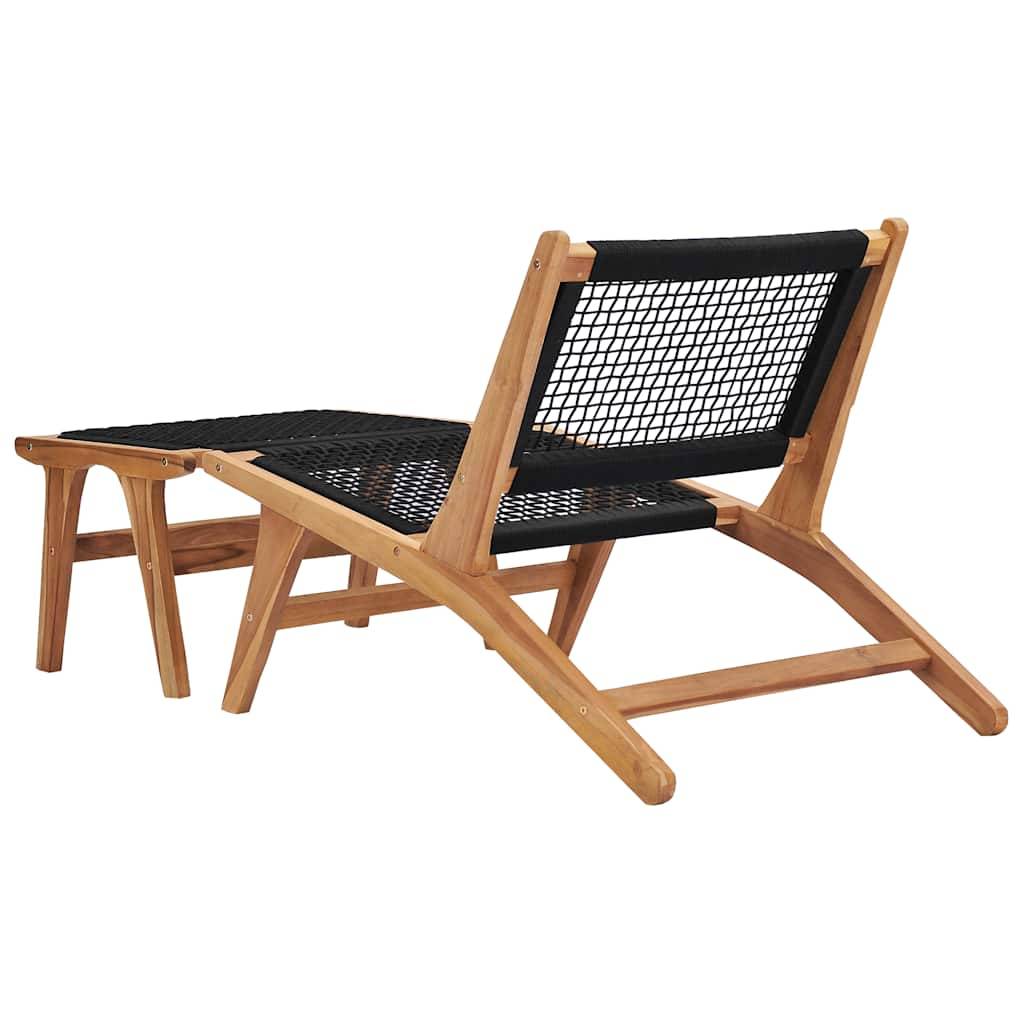 vidaXL Sonnenliege mit Fußablage Massivholz Teak und Seil