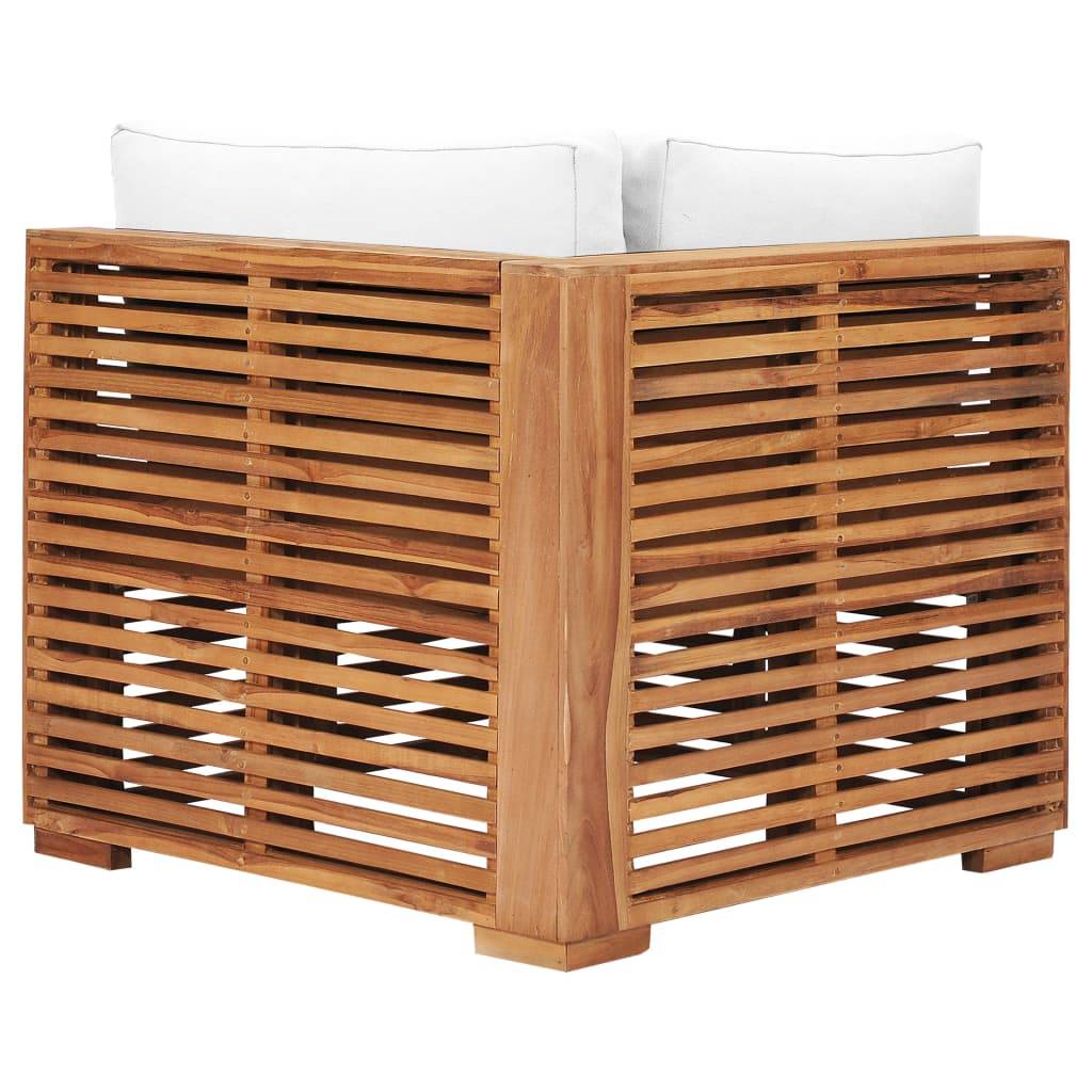 vidaXL Garten-Ecksofa mit Cremeweißer Auflage Massivholz Teak