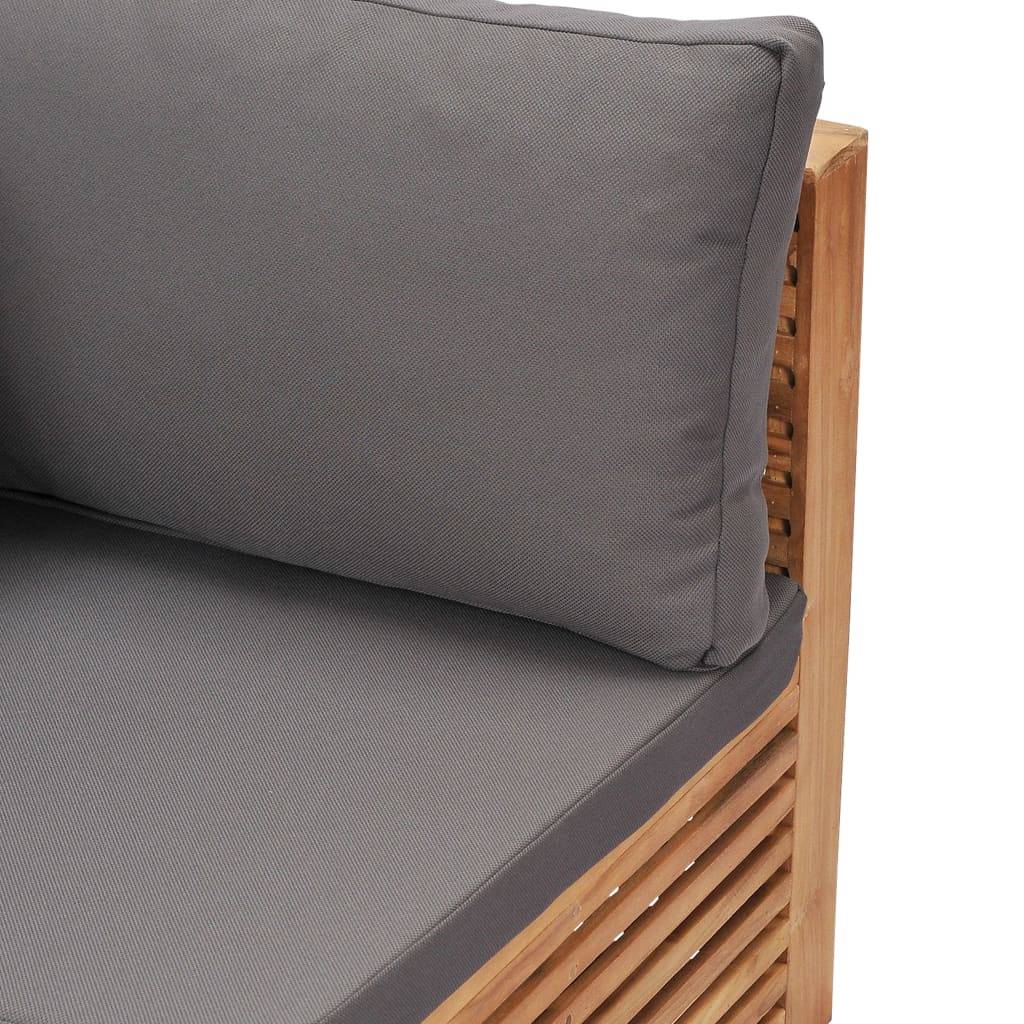vidaXL Garten-Ecksofa mit Grauer Auflage Massivholz Teak